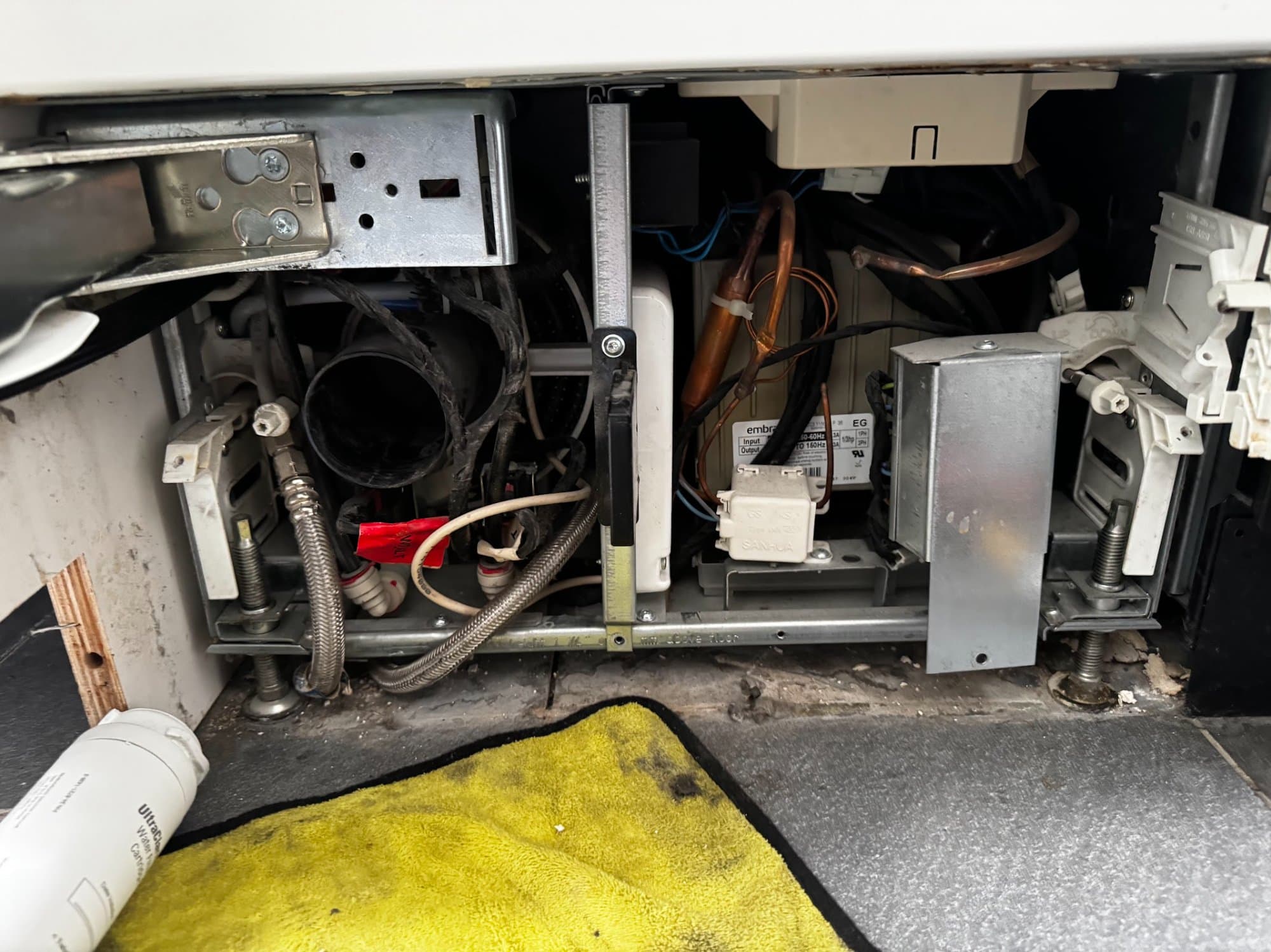 Miele built-in refrigerator open after repair service